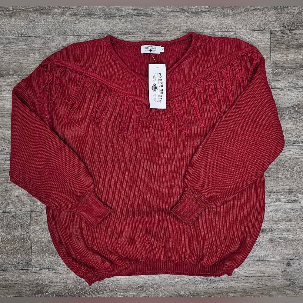 Crazy Train Red Fringe Sweater-Size XXL *NWT*